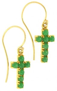 Green Jade Cross Earrings