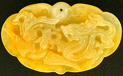 Yellow Jade Dragon & Phoenix Carving