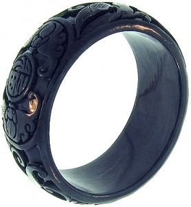 Carved Black Jade Bangle