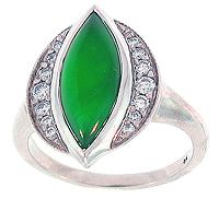 Fine Green Jadeite Marquis Ring