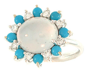 Ice jade & Turquoise Ring by Kristina for Mason-Kay Jade