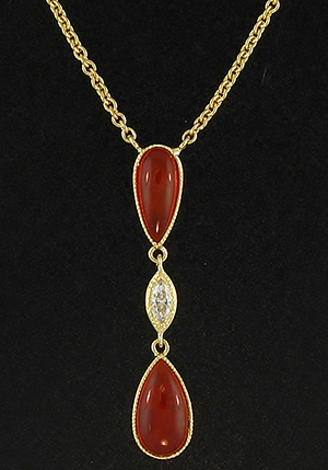 Fine Red Jade & Diamond Necklace Mason-Kay Design by Kristina