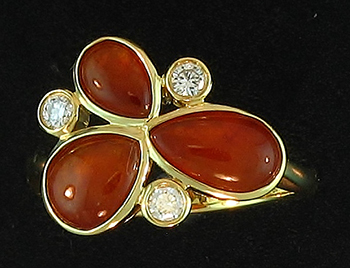 Red Jade & Diamond Ring Mason-Kay Design by Kristina