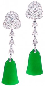 Fine Green Jade Bell Drop earrings