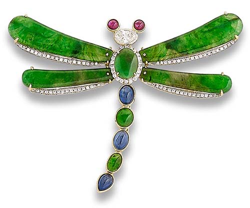 Green Jade Dragonfly Pin Pendant Mason-Kay Design by Kristina