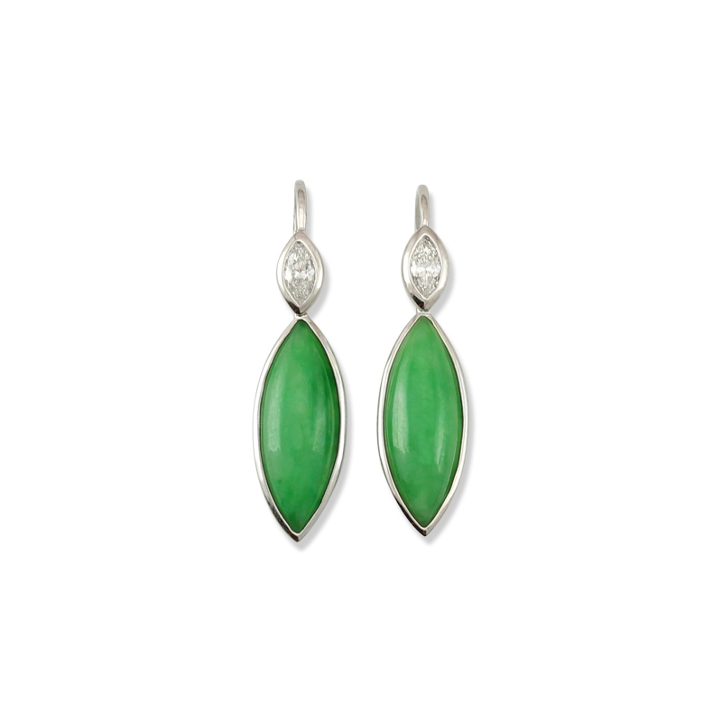 Natural Green Jadeite Jade Marquise Earrings by Mason-Kay Jade