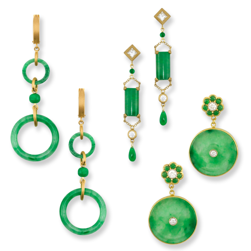Natural Green Jade Earrings